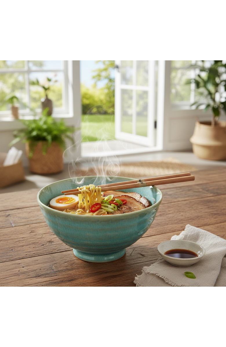 tag Akira Noodle Bowl S/2 Aqua Aqua Stoneware Everyday, Alternate, color, Blue