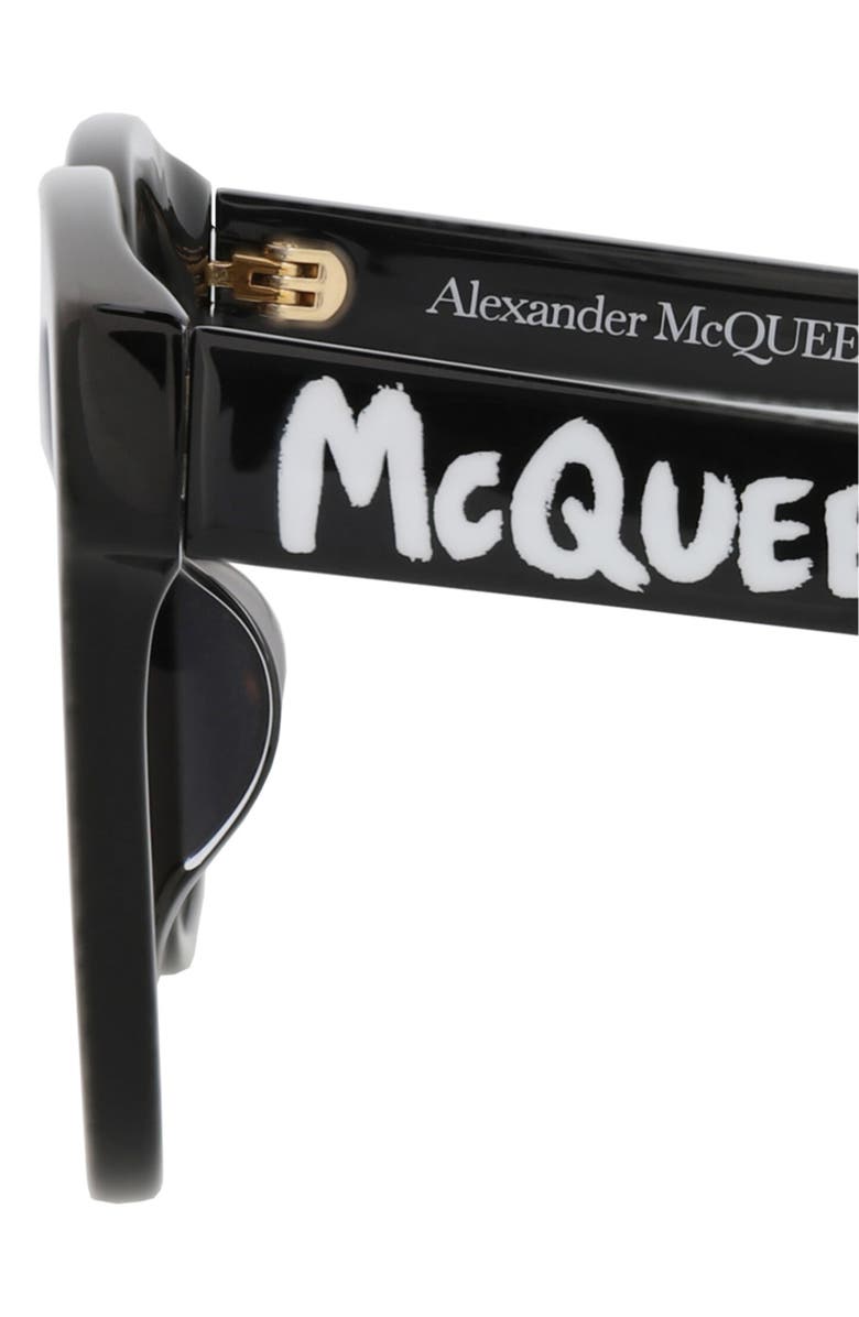 McQueen 56mm Square Sunglasses, Alternate, color, Black Black Grey