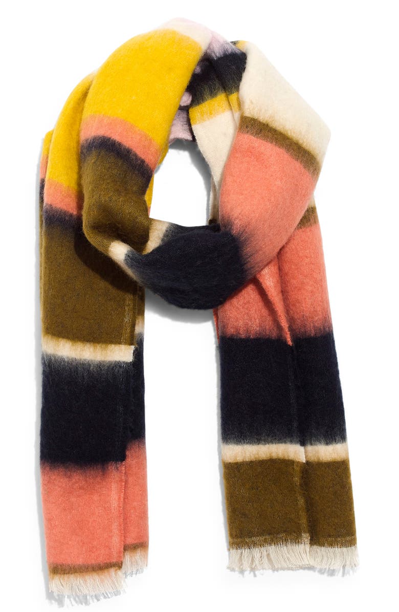 Madewell Fuzzy Multi Stripe Scarf, Alternate, color, 