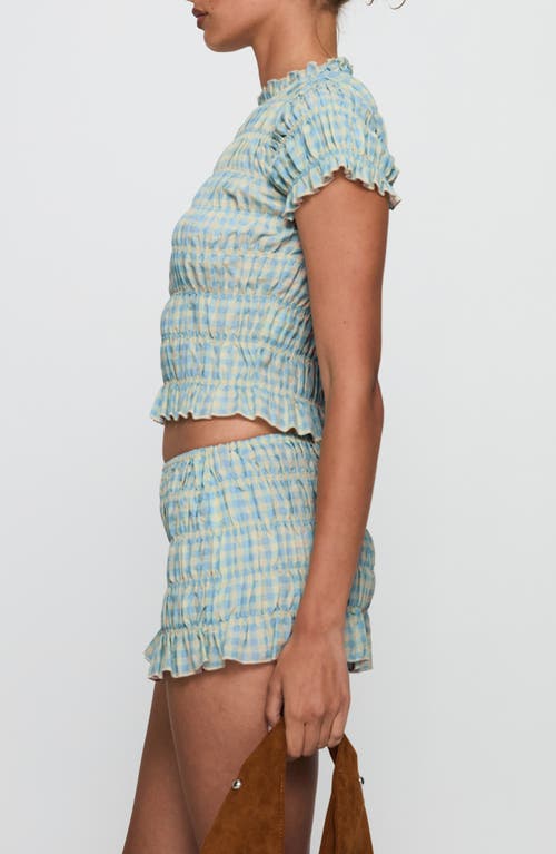 Princess Polly Go Retro Shirred Crop Cotton Blend Top & Shorts Set In Blue
