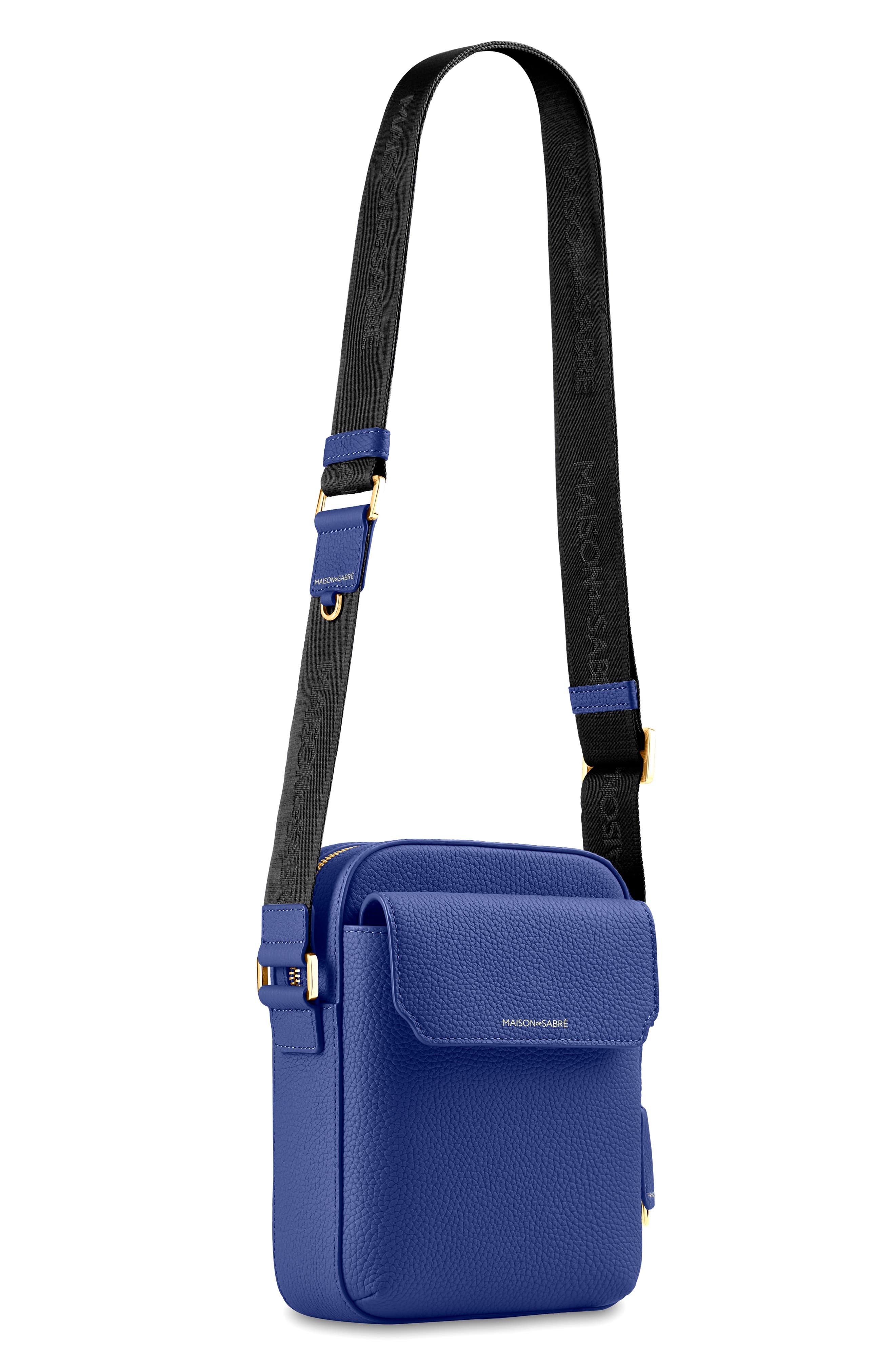 Small Leather Messenger Bag, Alternate, color, Lapis Blue