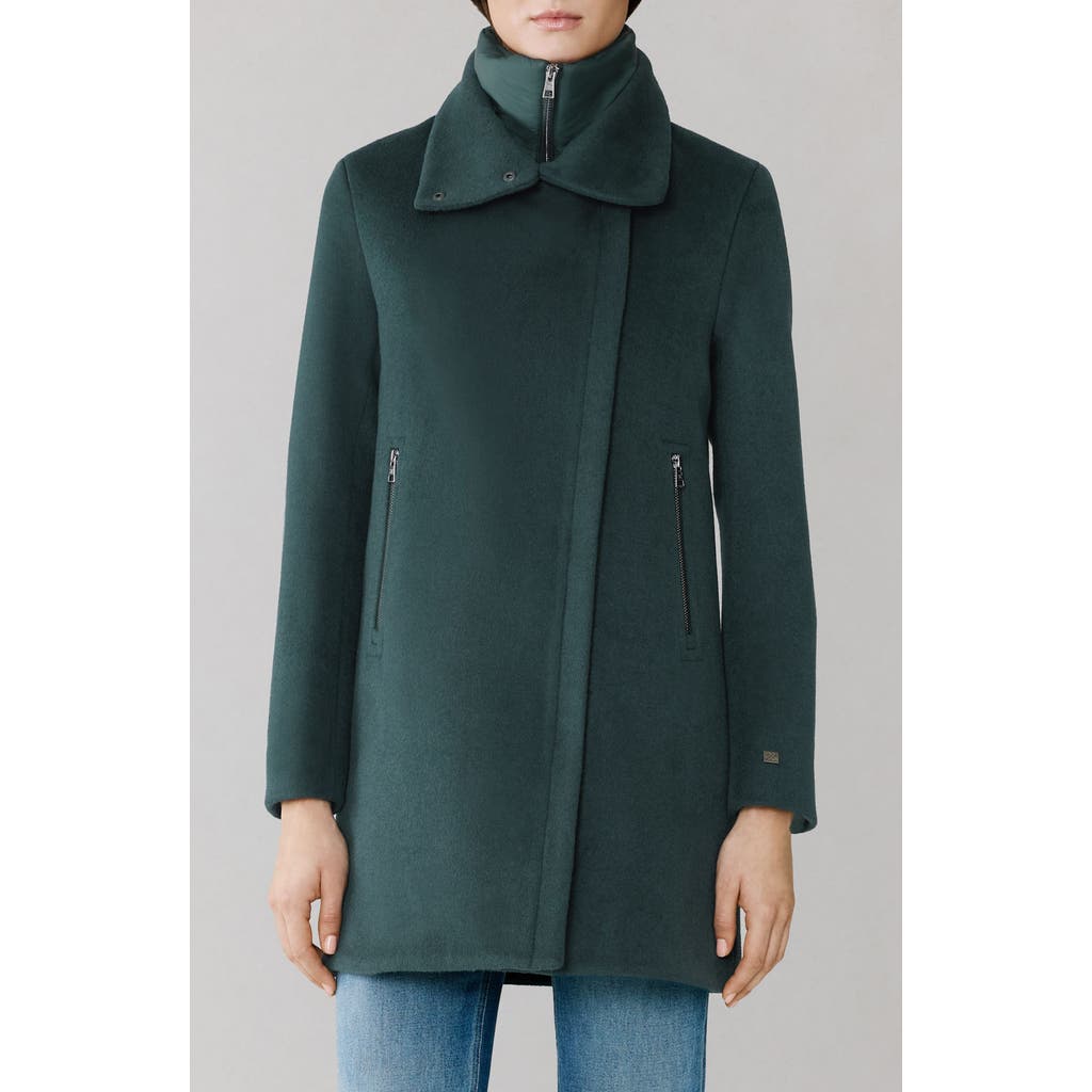 Soia & Kyo Abbi Wool Blend Coat With Removable Quilted Puffer Bib In Green