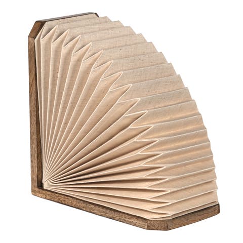 Darla Modern Art Deco Paper Half Pleated Fan LED Table Lamp, Natural