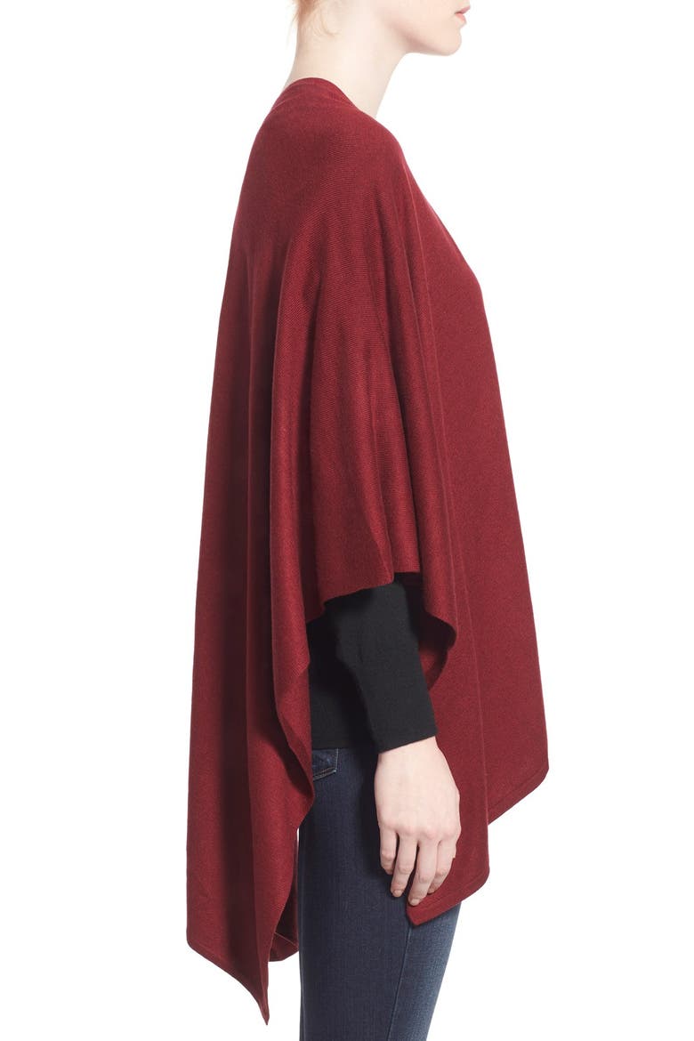 Everyday Solid Knit Ruana, Alternate, color, MERLOT