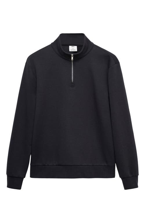 Mango Quarter Zip Sweatshirt In Black