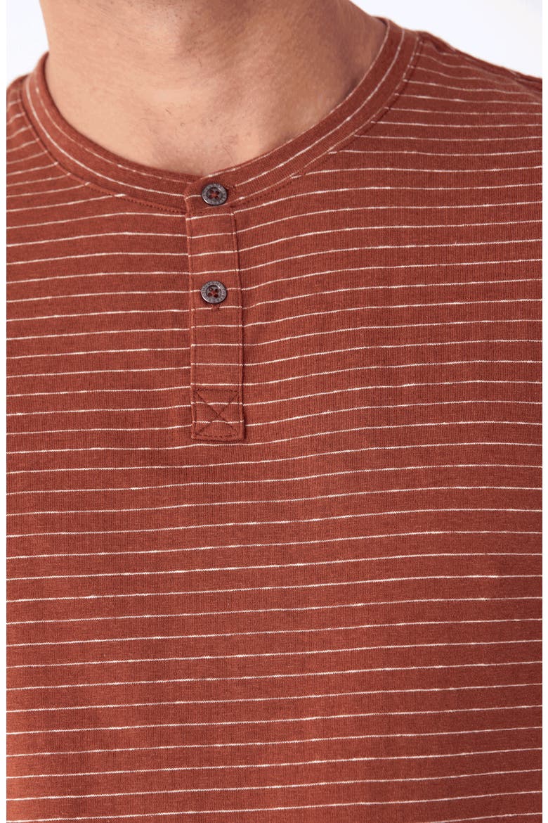 Stripe Short Sleeve Henley, Alternate, color, SANDALWOOD / ECRU