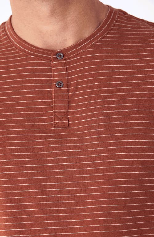 Threads 4 Thought Stripe Short Sleeve Henley In Brown