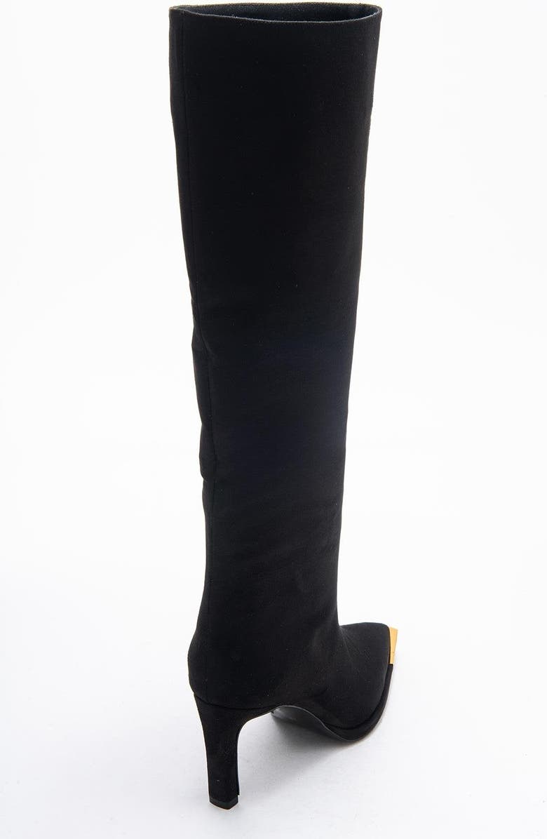 Prologue Shoes Lexa Pointed Toe Knee High Boot, Alternate, color, Black Suede Faux Leather