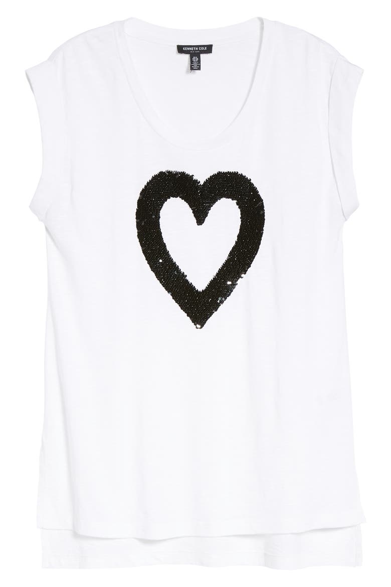 Sequin Heart Top, Alternate, color, WHITE