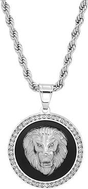 HMY JEWELRY 18K Gold Plated Pave Crystal Lion Pendant Necklace