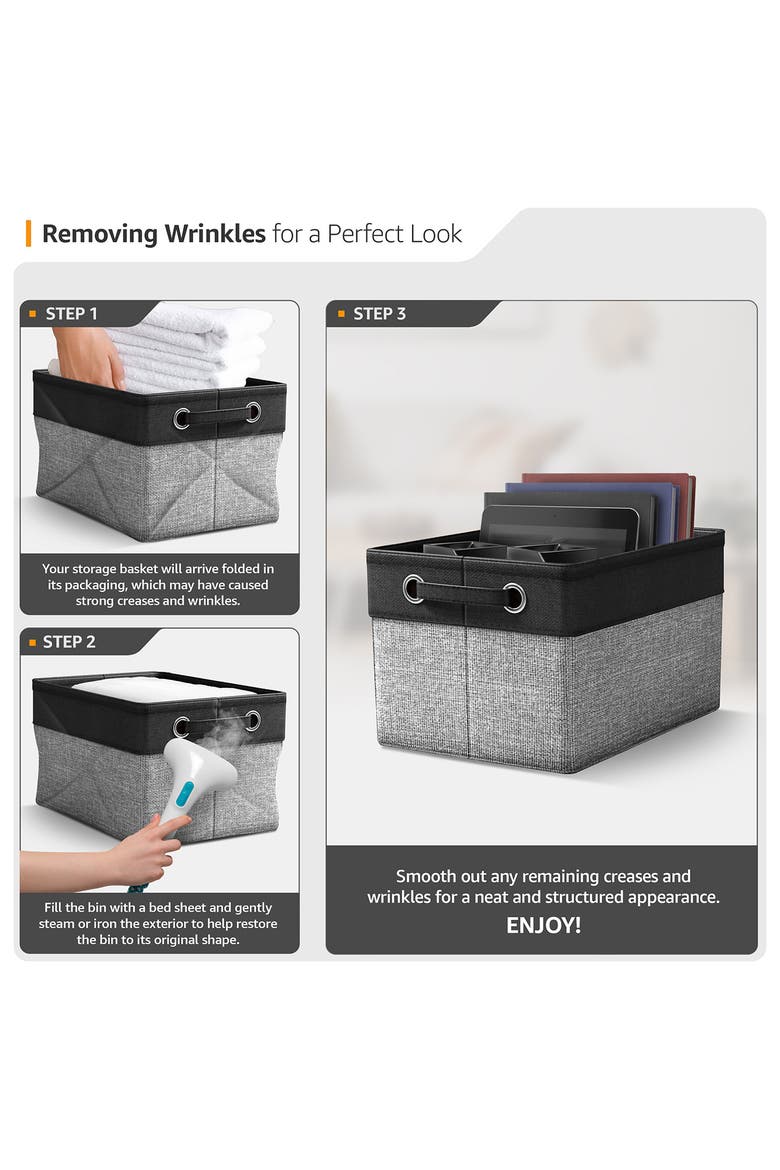 6-Pack Collapsible Fabric Storage Bins, Alternate, color, BLACK