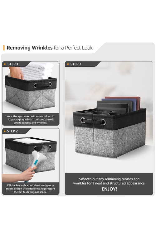 Sorbus 6 Pack Twill Rope Storage Bins For Shelves In Black