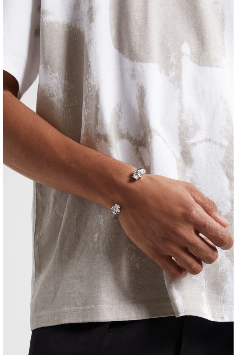 Men's Twin Skulls Cuff Bracelet, Alternate, color, PALLADIO