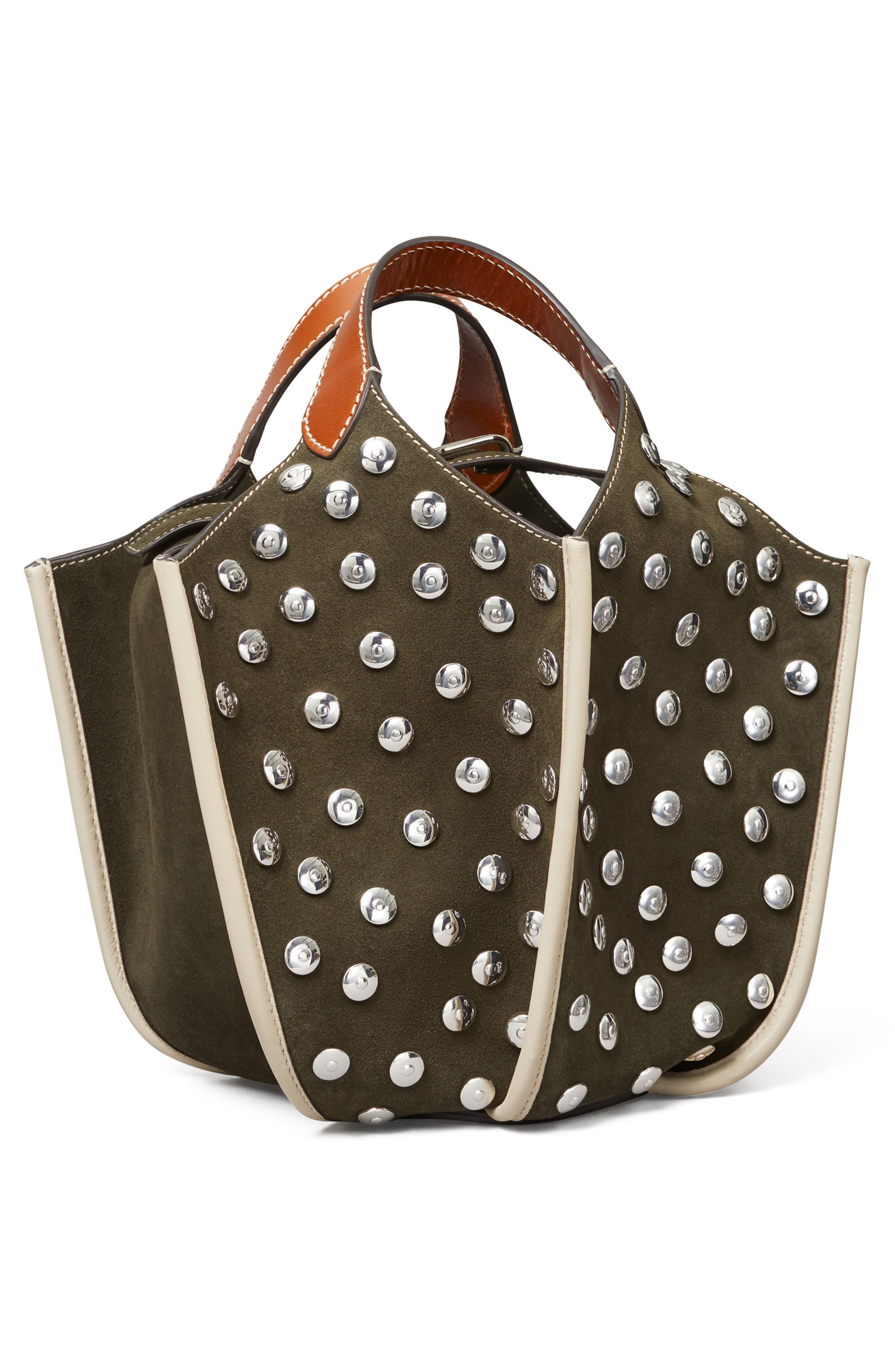 Tory Burch Studded Suede Lampshade Crossbody Bag, Alternate, color, 