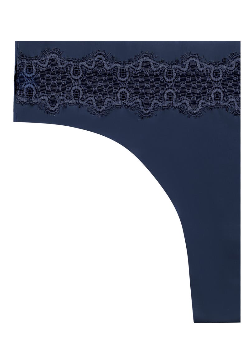 Soft Seamless Thong with Lace, Alternate, color, DRESS BLUE