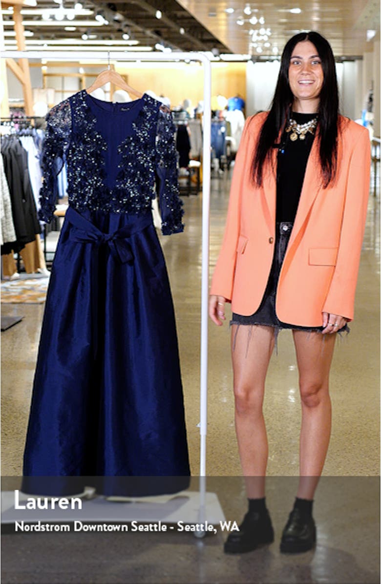 3D Floral Beaded Taffeta Dress, sales video thumbnail