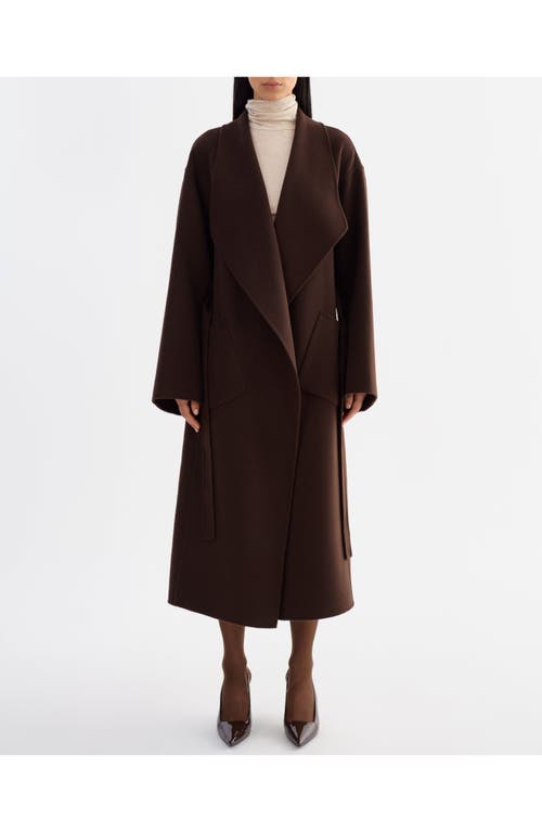 Lamarque Coreen | Belted Wool Maxi Coat In Brown