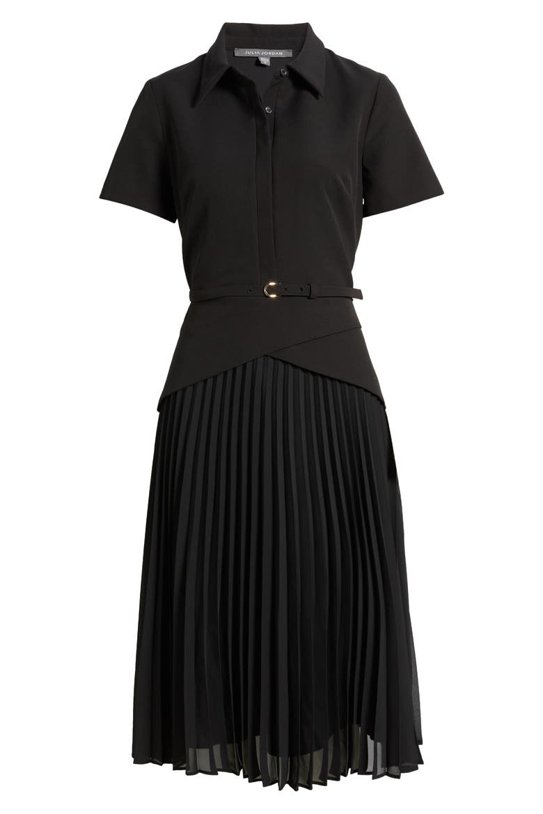 Mixed Media Midi Dress, Alternate, color, BLACK