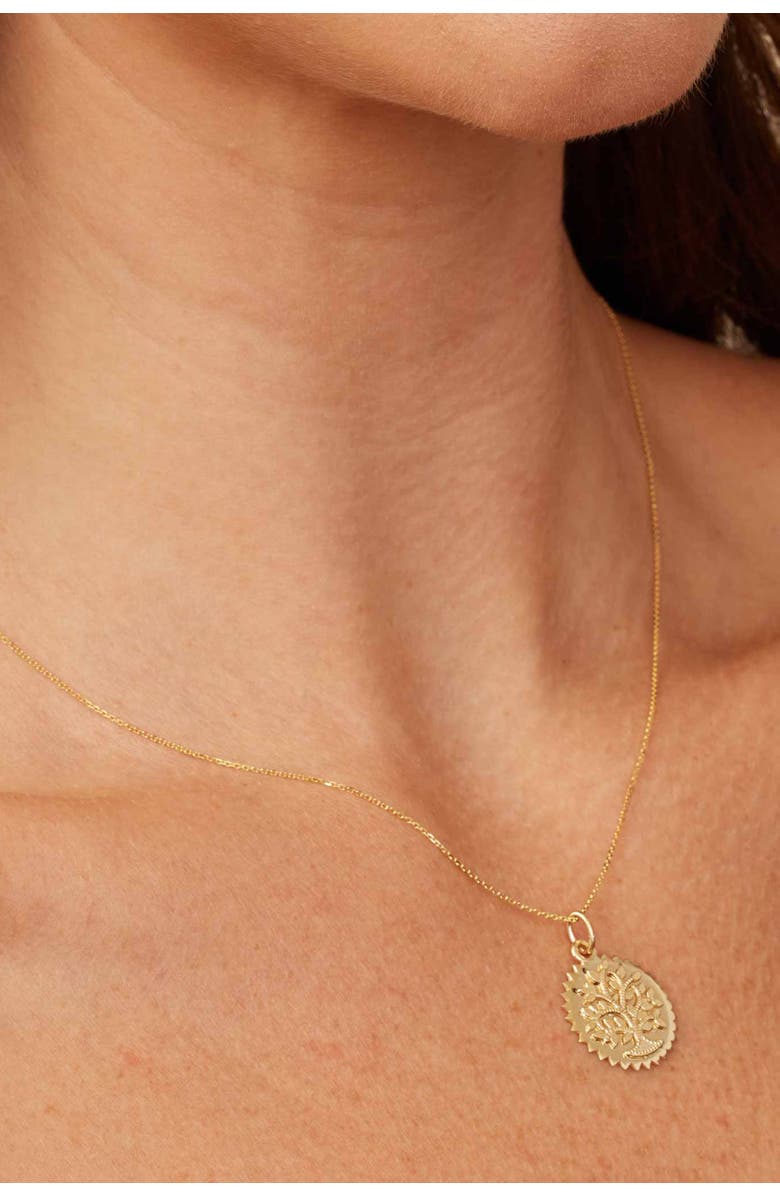 Oradina 14K Yellow Gold Tree of Life Medallion Pendant Charm, Alternate, color, 