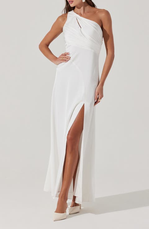 Atolia Draped One-Shoulder Gown