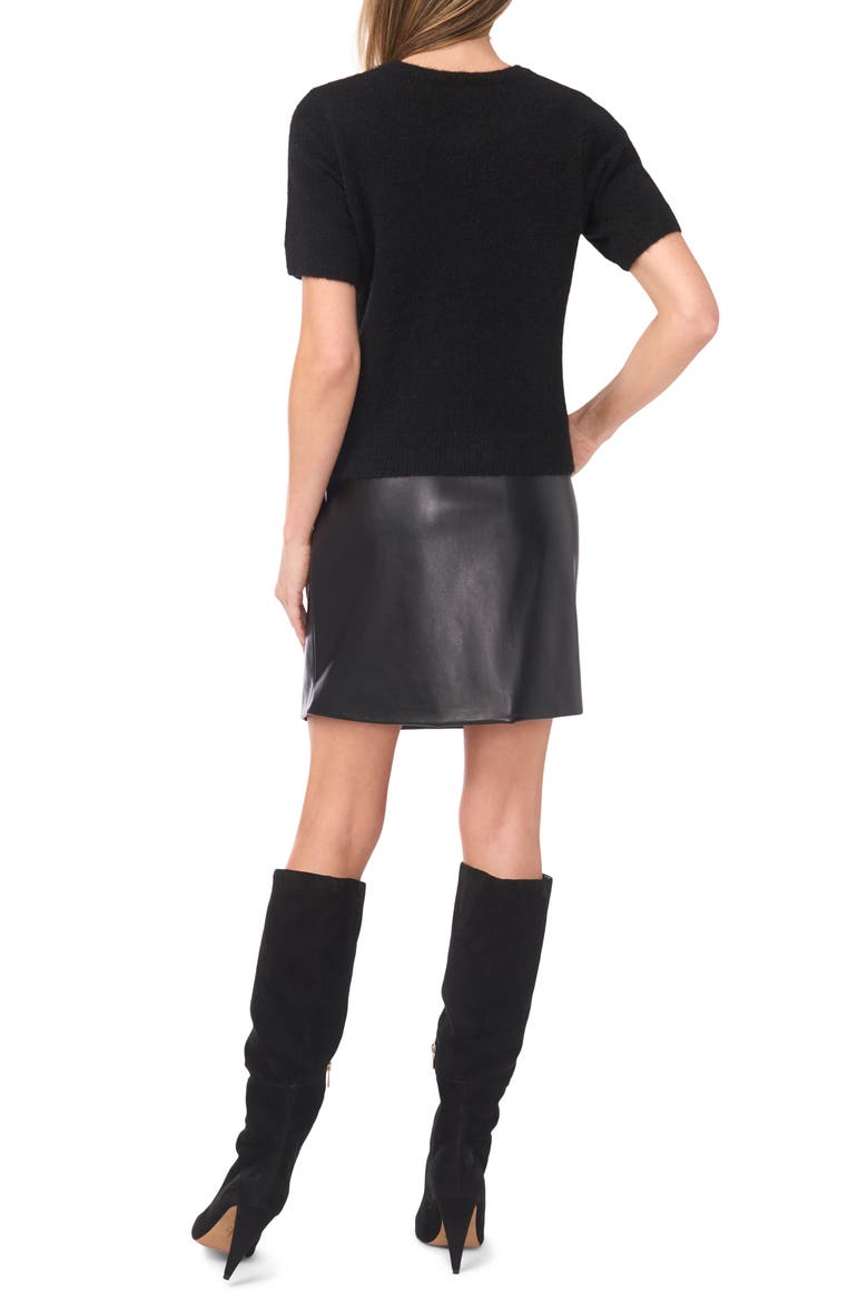 Short Sleeve Crewneck Sweater, Alternate, color, RICH BLACK