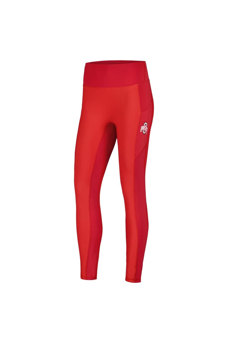 Women's  Scarlet Ohio State Buckeyes 7/8 Mixed Media Pocket iLeggings, Alternate, color, Scarlet