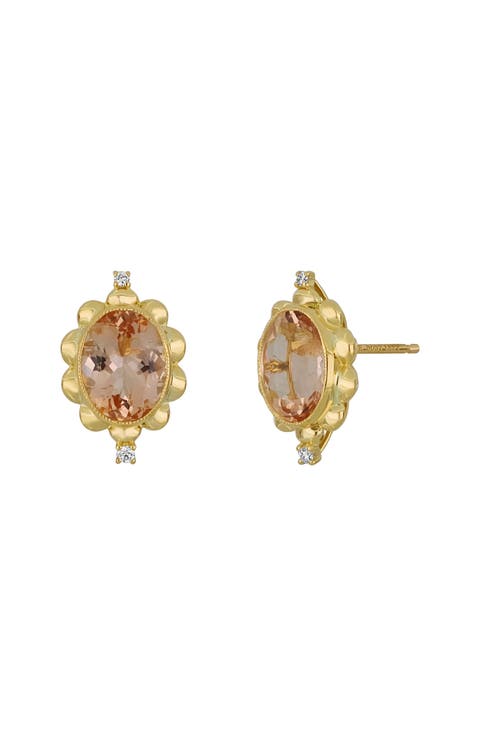 18K Gold Morganite & Diamond Stud Earrings (Nordstrom Exclusive)