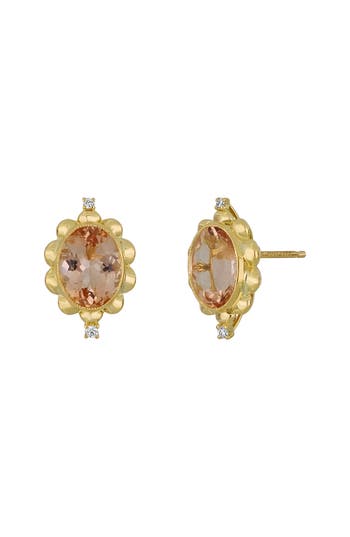 Bony Levy 18k Gold Morganite & Diamond Stud Earrings In 18k Yellow Gold