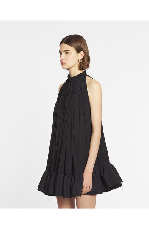 Lanvin Short Ruffle Dress Front Drawstring In Black