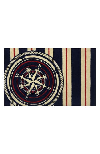 R16 Home Nautical Compass Doormat In Blue Red White