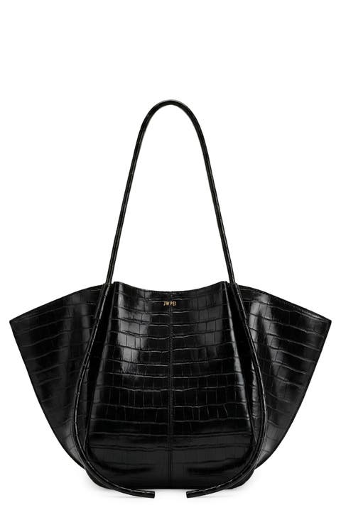 Nala Croc Embossed Faux Leather Wide Tote