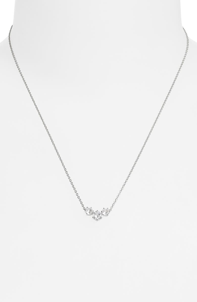 Nadri Serena Mini Frontal Necklace, Alternate, color, Rhodium