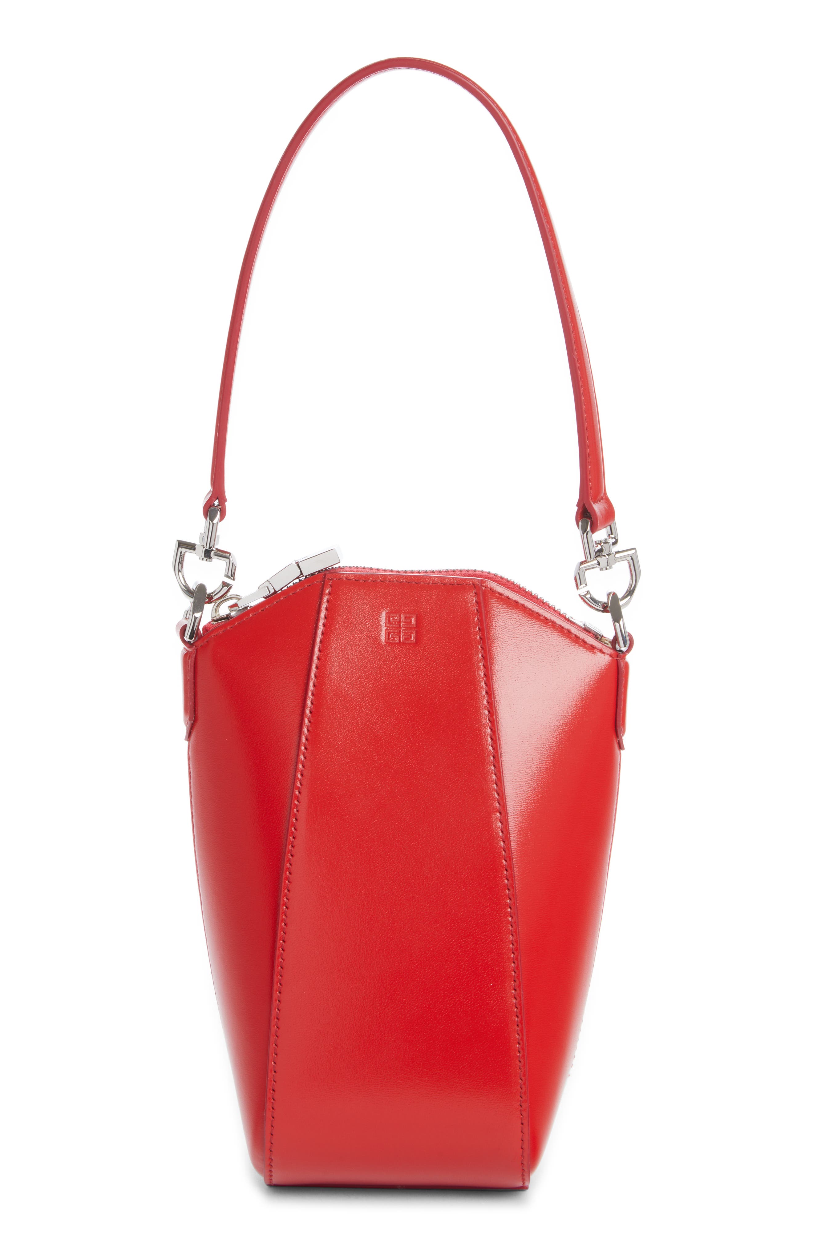 Antigona Mini Vertical Leather Crossbody Bag, Main, color, RED