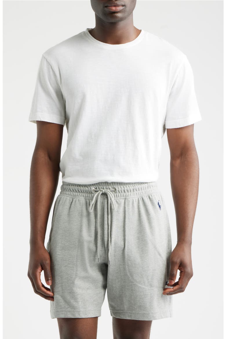 Featherweight 6-Inch Cotton Blend Piqué Pajama Shorts, Main, color, ANDOVER HEATHER CRUISE NAVY