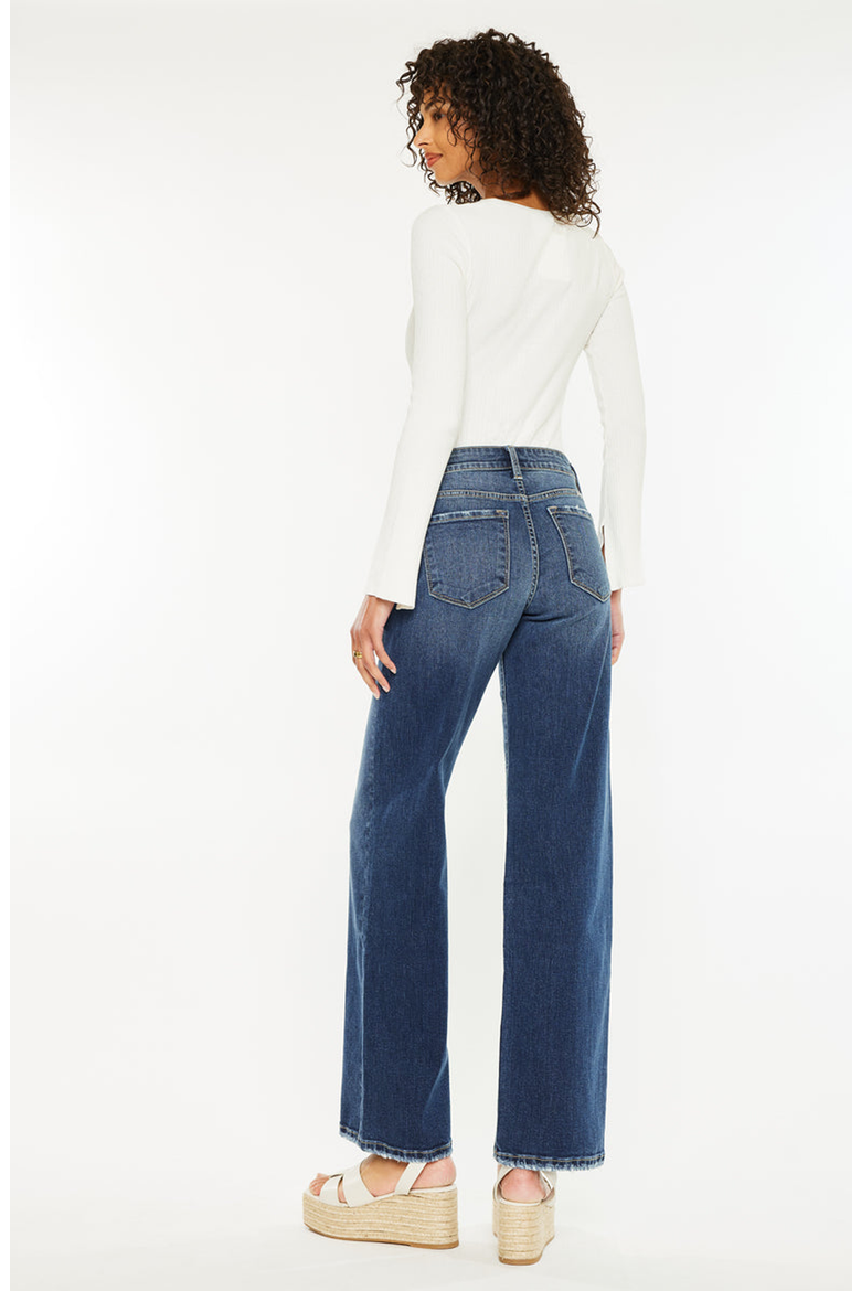 Gemma Mid Rise Wide Leg Jeans, Alternate, color, Dark Wash