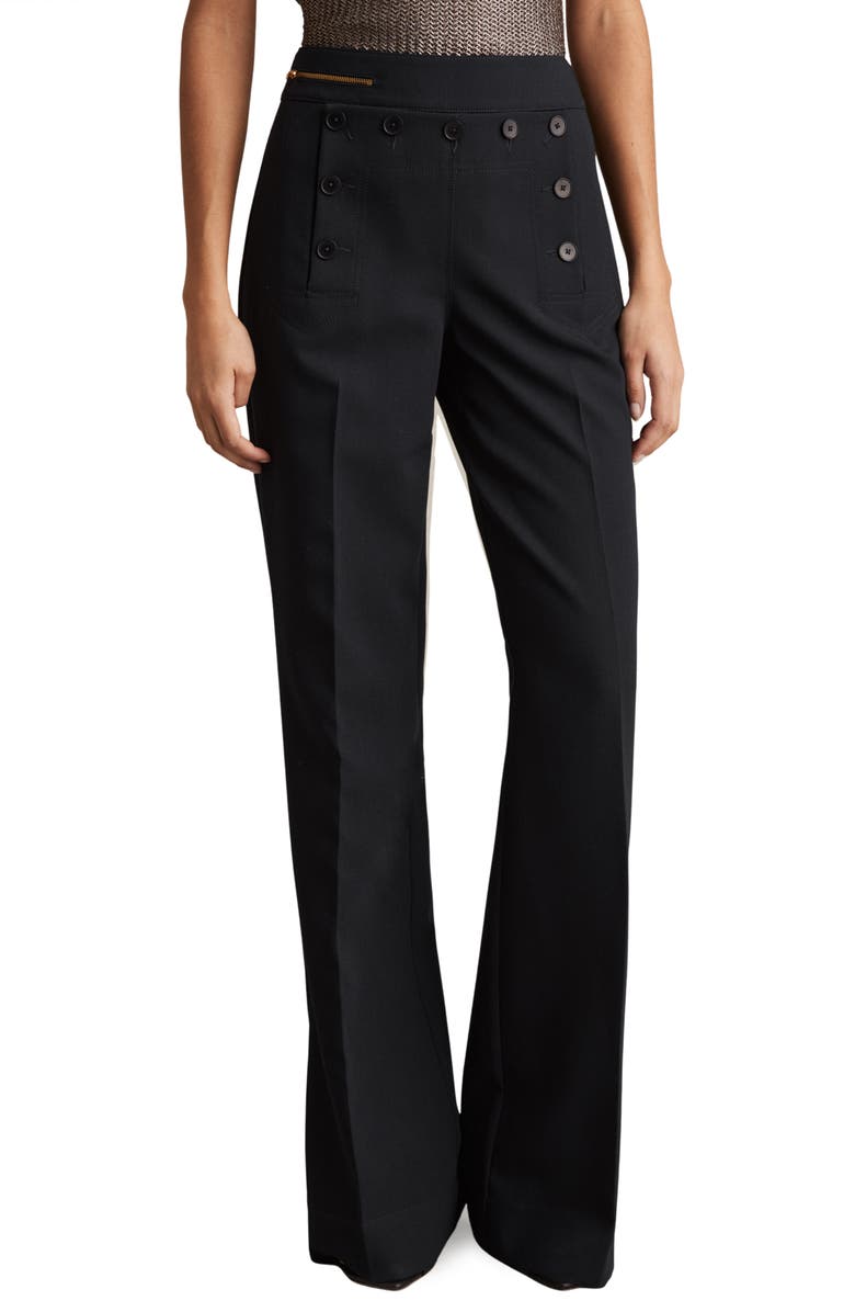 Reiss Sidney Wide Leg Pants, Main, color, Dark Navy