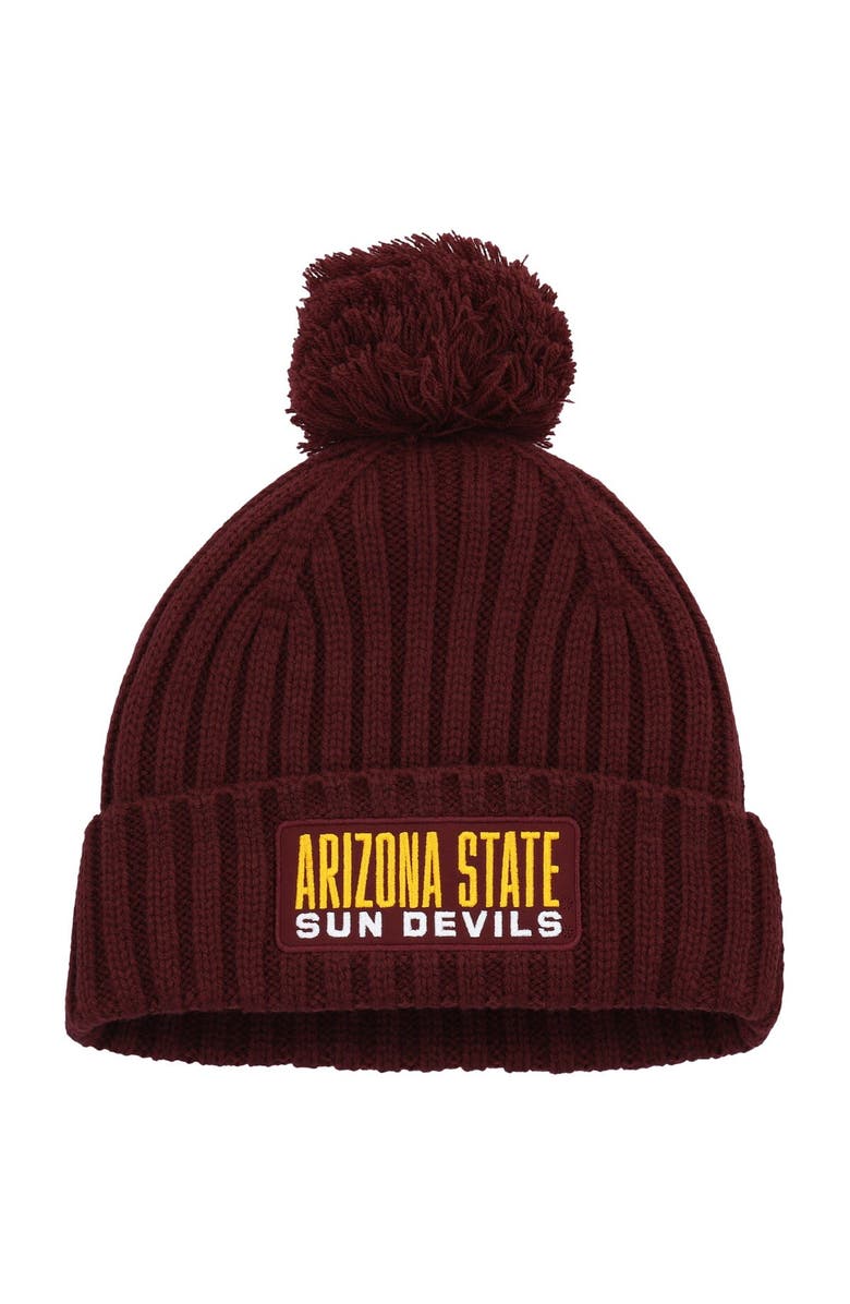 adidas Men's adidas Maroon Arizona State Sun Devils Modern Ribbed Cuffed Knit Hat with Pom, Main, color, 