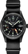 SEIKO WATCHES 5 Sports GMT Automatic Leather Strap Watch, 39mm