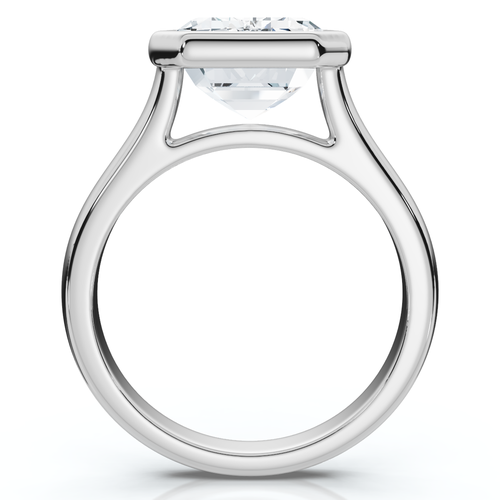 Bliss Diamond 3ct Emerald Cut Bezel Solitaire Diamond Engagement Ring 14k Gold Or Pt Lab Grown In Silver