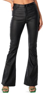 EDIKTED Luna Faux Leather Flare Leg Pants