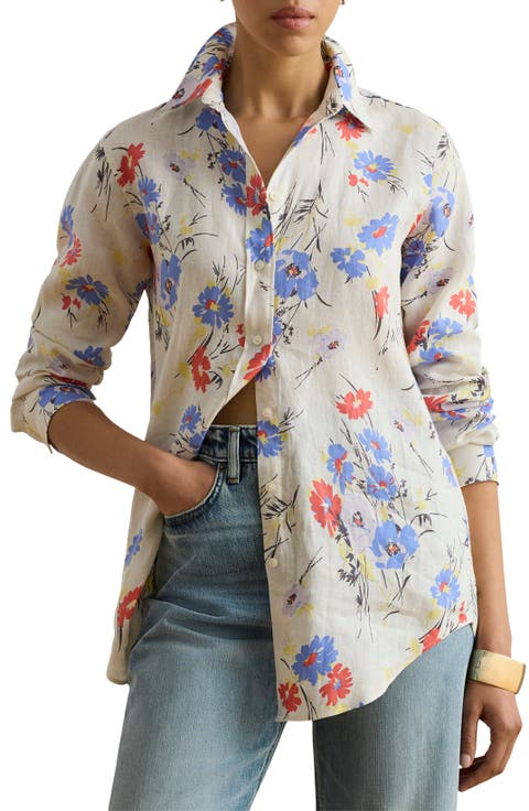 Lauren Ralph Lauren Relaxed Fit Floral Linen Shirt (Regular & Petite)