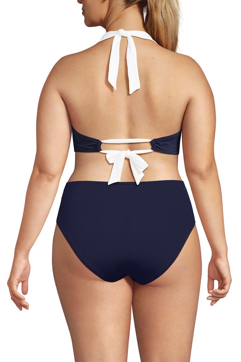 Seamed Halter Tankini Top, Alternate, color, Deep Sea Navy/White