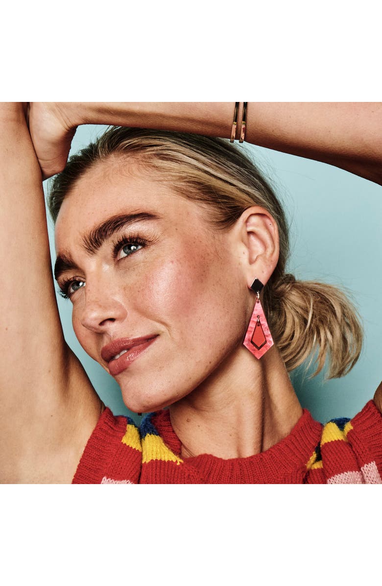 Toolally Art Deco Diamond Earrings - Pink Swirl & Royal Red, Alternate, color, Pink Swirl & Royal Red