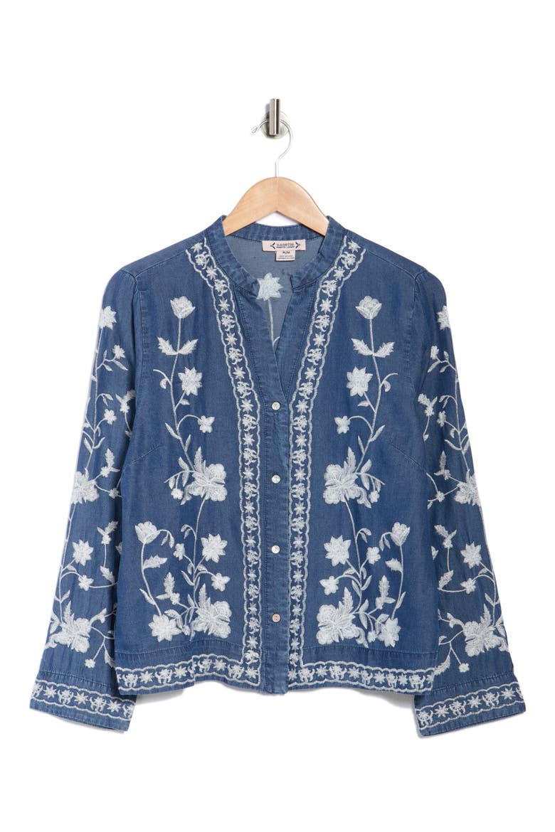 Embroidery Top, Alternate, color, DARK WASH/ WHITE