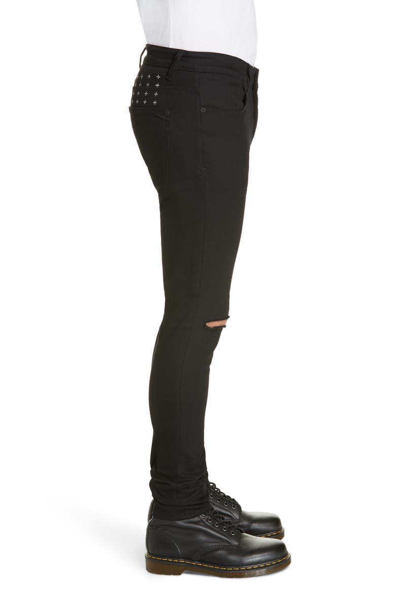 Van Winkle Ace Slice Skinny Fit Jeans, Alternate, color, BLACK