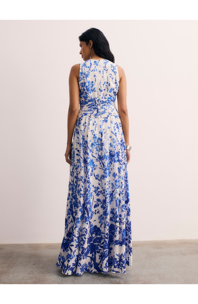 The Fold Oria Floral Print Silk Maxi Dress, Alternate, color, Ivory