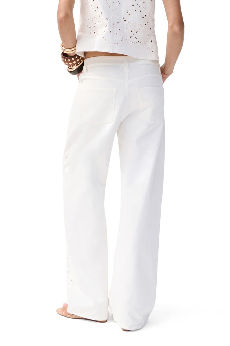 Openwork Embroidered Balloon Jeans, Alternate, color, WHITE