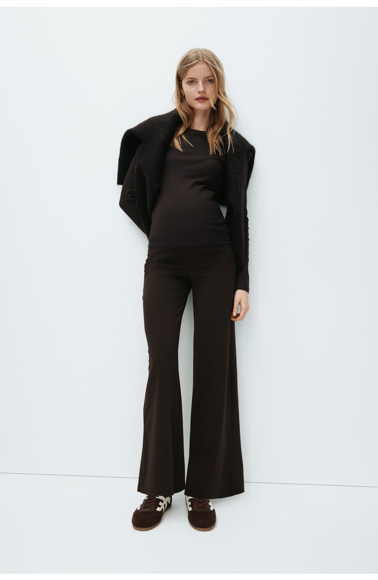 H&M Mama Wide Trousers, Alternate, color, Dark Brown