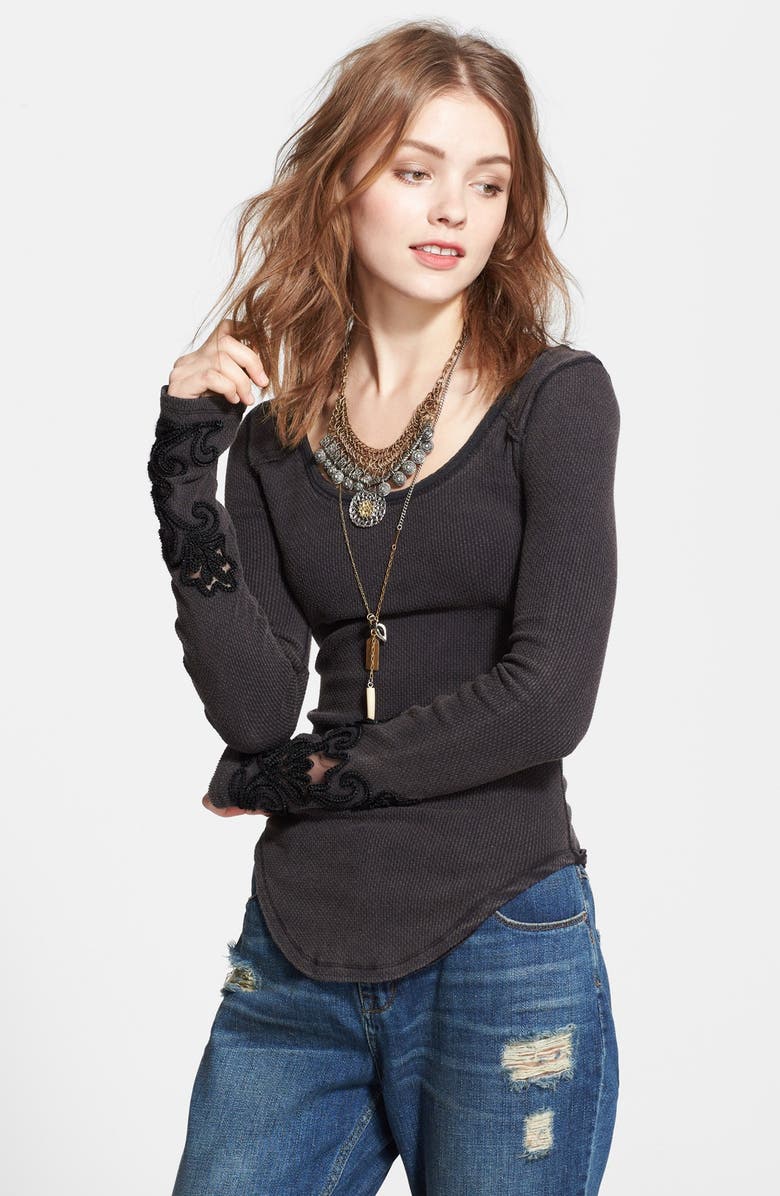 Free People 'Masquerade' Beaded Cuff Thermal Top, Main, color,