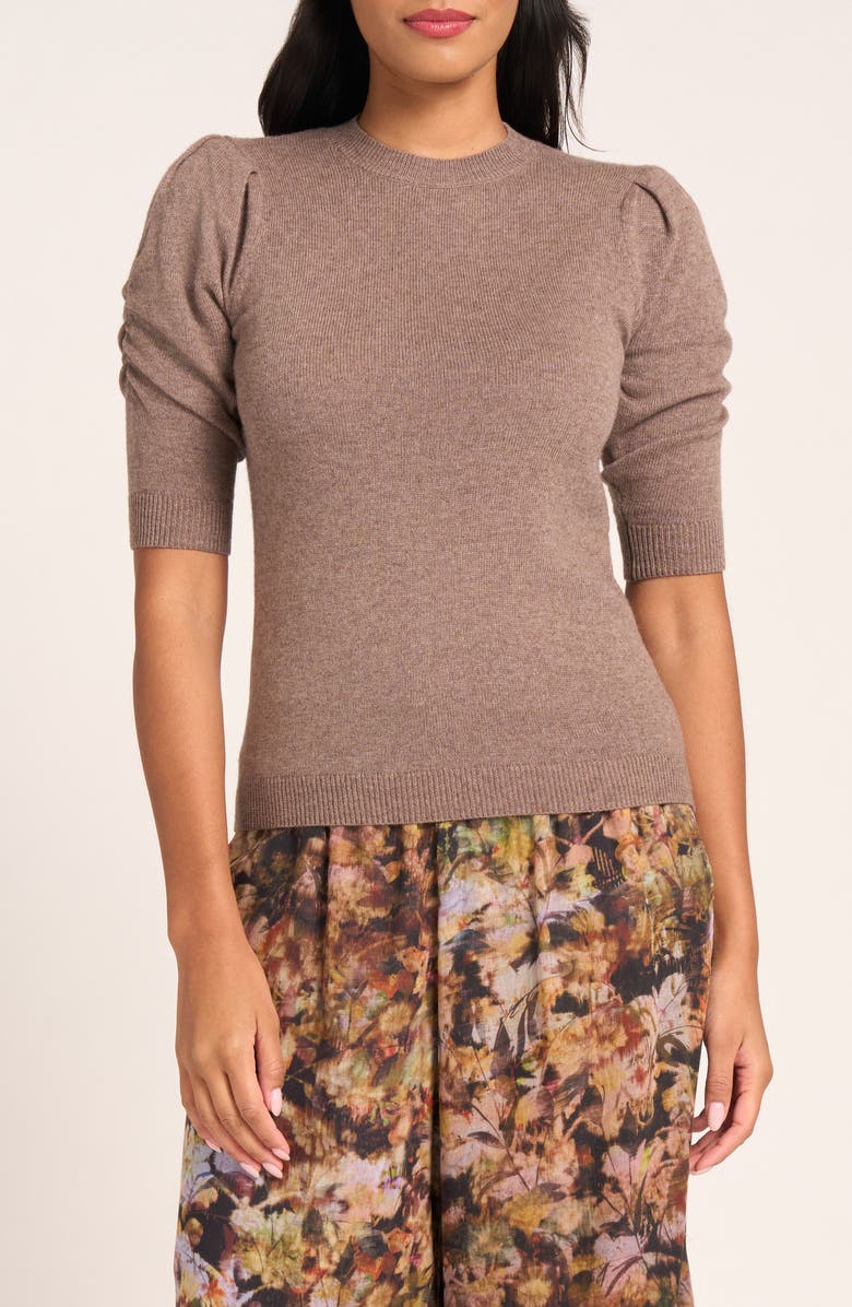 matty m. Everly Rib Short Sleeve Sweater, Alternate, color, Pebble